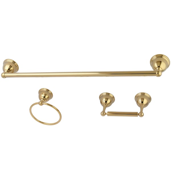 Restoration 3-Piece Bathroom Hardware, Polished Brass